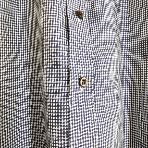 Boswell & Sons Shirtmakers Body Cut Cotton Dress Shirt Blue Houndstooth 17.5 /44 - Picture 7 of 9